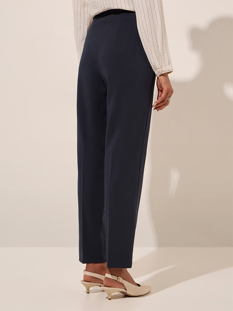 Wardrobe Navy Blue High-Rise Pants