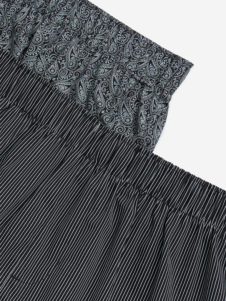 WES Lounge Black Relaxed-Fit Cotton Boxers - Pack of 2