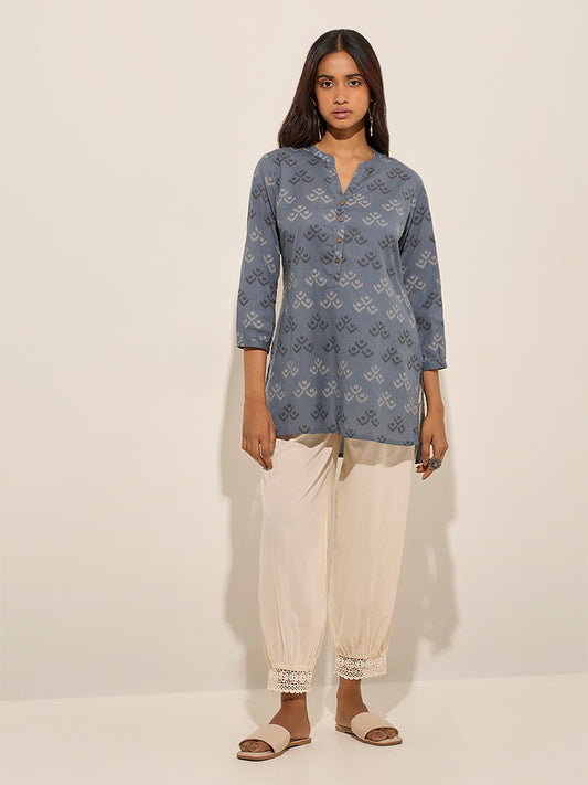 Westside Utsa Women's Light Beige Crochet-Detailed Harem-Style Ethnic Pants for Everyday Full View