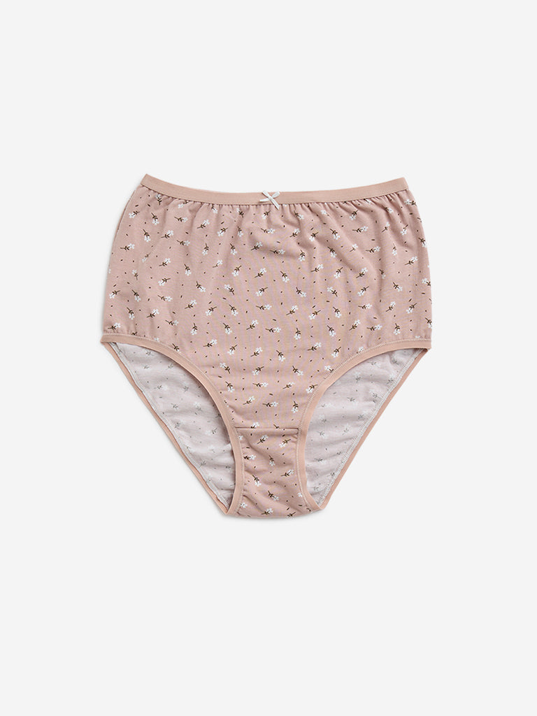 Wunderlove Light Taupe Cotton-Blend Full Briefs - Pack of 3