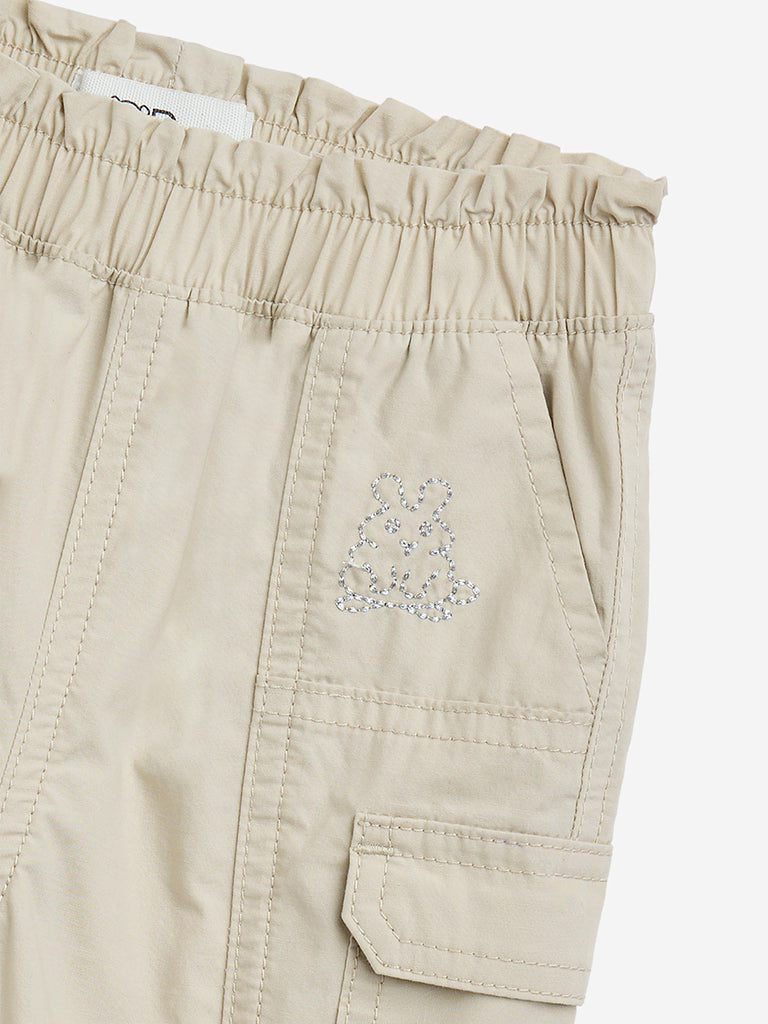 Westside HOP Baby Boy's Beige Cargo-Style Mid-Rise Cotton Joggers for Casual Wear Zoomed View