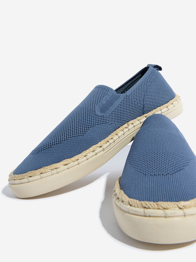 SOLEPLAY Blue Knit-Textured Slip-On Shoes