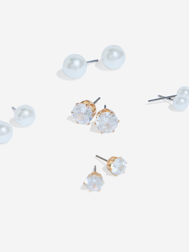 Westside Accessories Gold Stud Earrings Set - Pack of 5