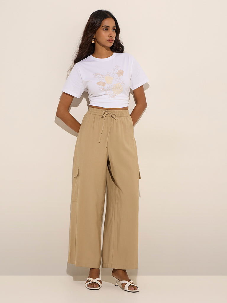 LOV Beige High-Rise Cargo Pants
