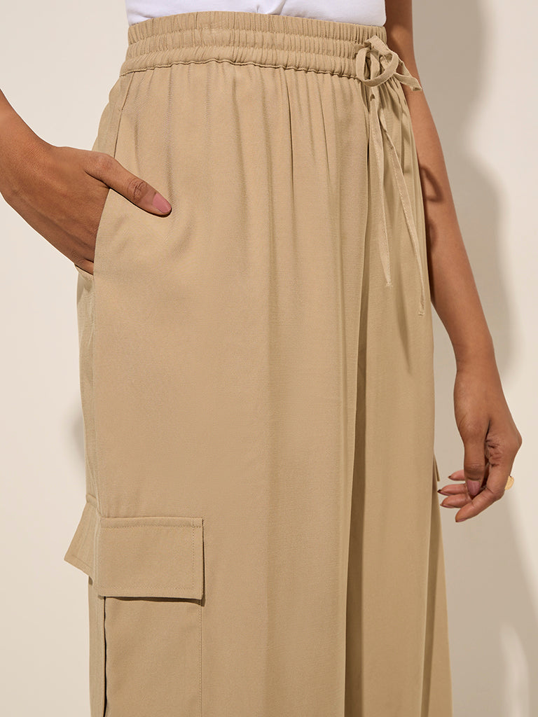 LOV Beige High-Rise Cargo Pants
