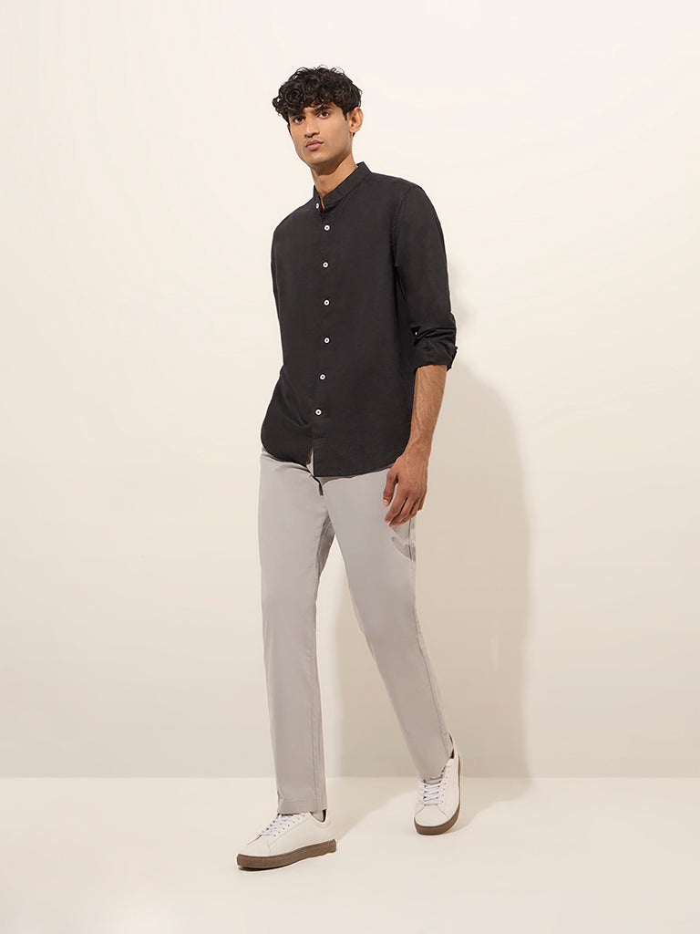 Westside Ascot Men's Grey Mid-Rise Relaxed-Fit Cotton-Blend Chinos for Casual Wear Full View