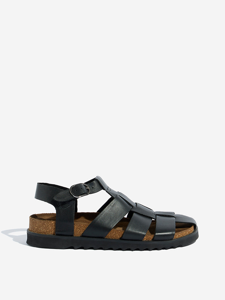 Westside SOLEPLAY Men's  Black Multi Strap Buckle Sandals for Casual Wear Side View