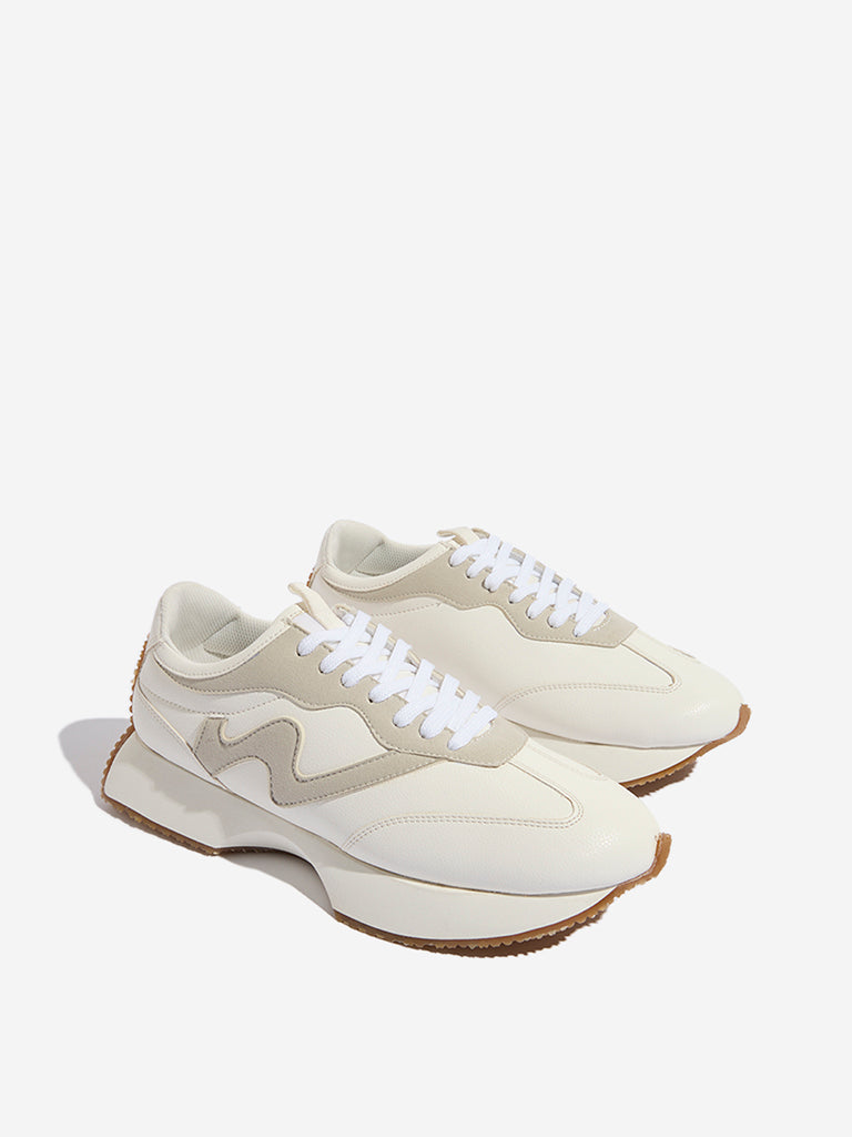 LUNA BLU Off-White Chunky Lace-Up Sneakers