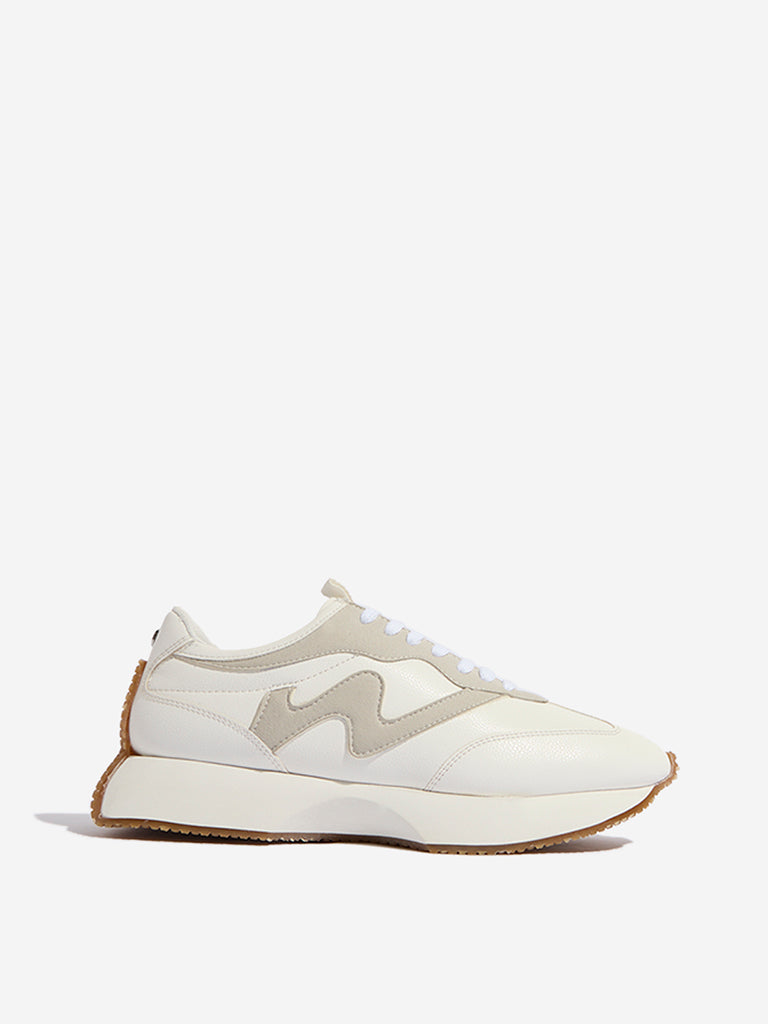 LUNA BLU Off-White Chunky Lace-Up Sneakers