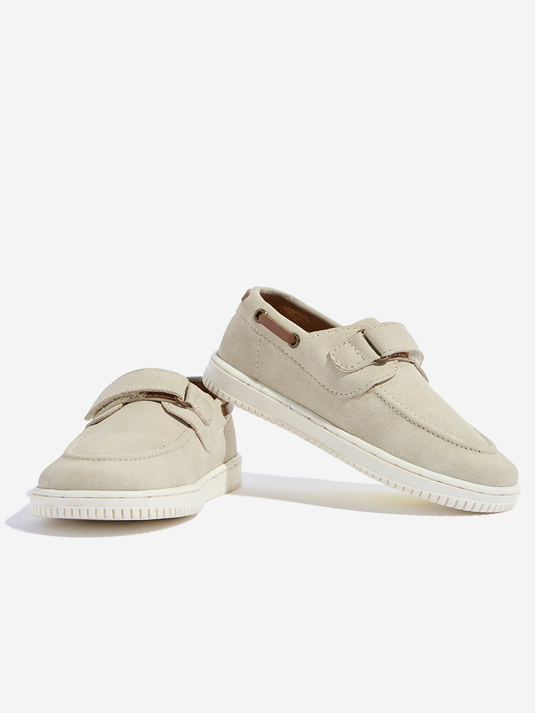 Yellow Kids Beige Slip-On Shoes