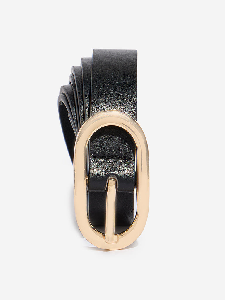 Westside Accessories Black Oval Buckle Belt (Small)