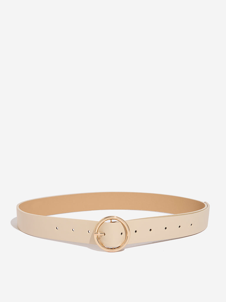 Westside Accessories Beige Faux Leather Belt (Small)