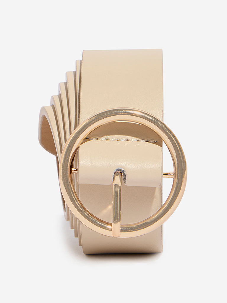 Westside Accessories Beige Faux Leather Belt (Small)
