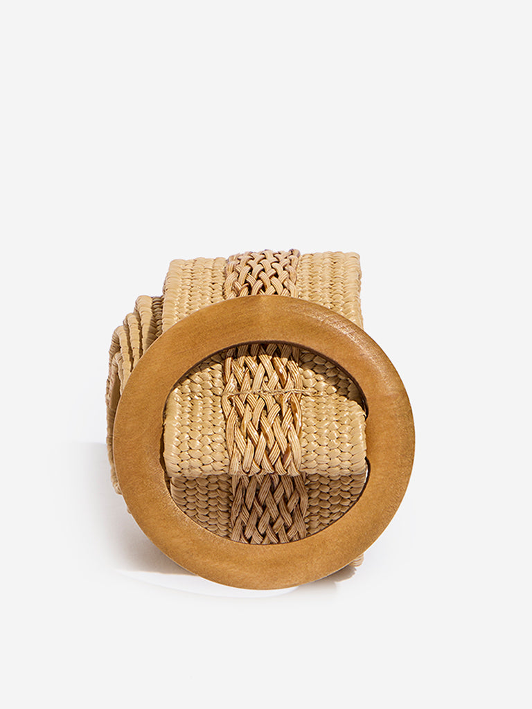 Westside Accessories Beige Raffia Belt