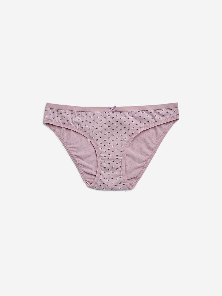 Wunderlove Violet Cotton-Blend Bikini Briefs - Pack of 3