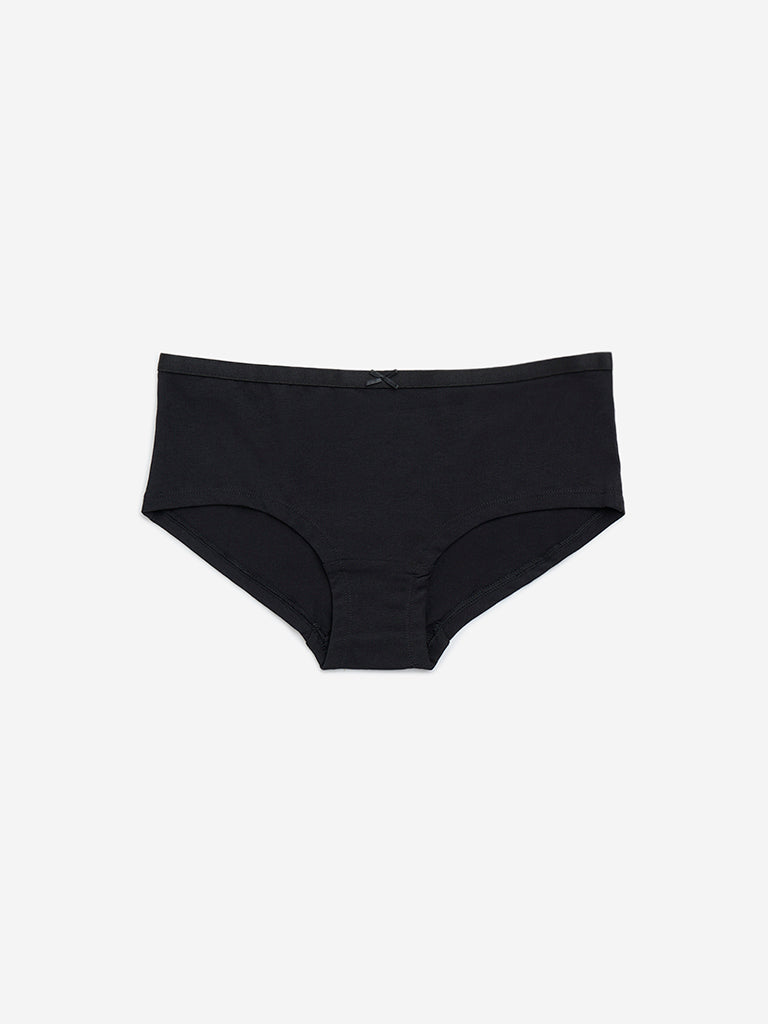 Wunderlove Black Solid Seamfree Cotton-Blend Briefs - Pack of 3