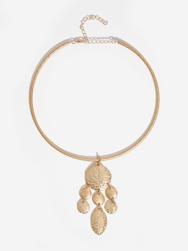Westside Accessories Gold Textured Pendant Choker