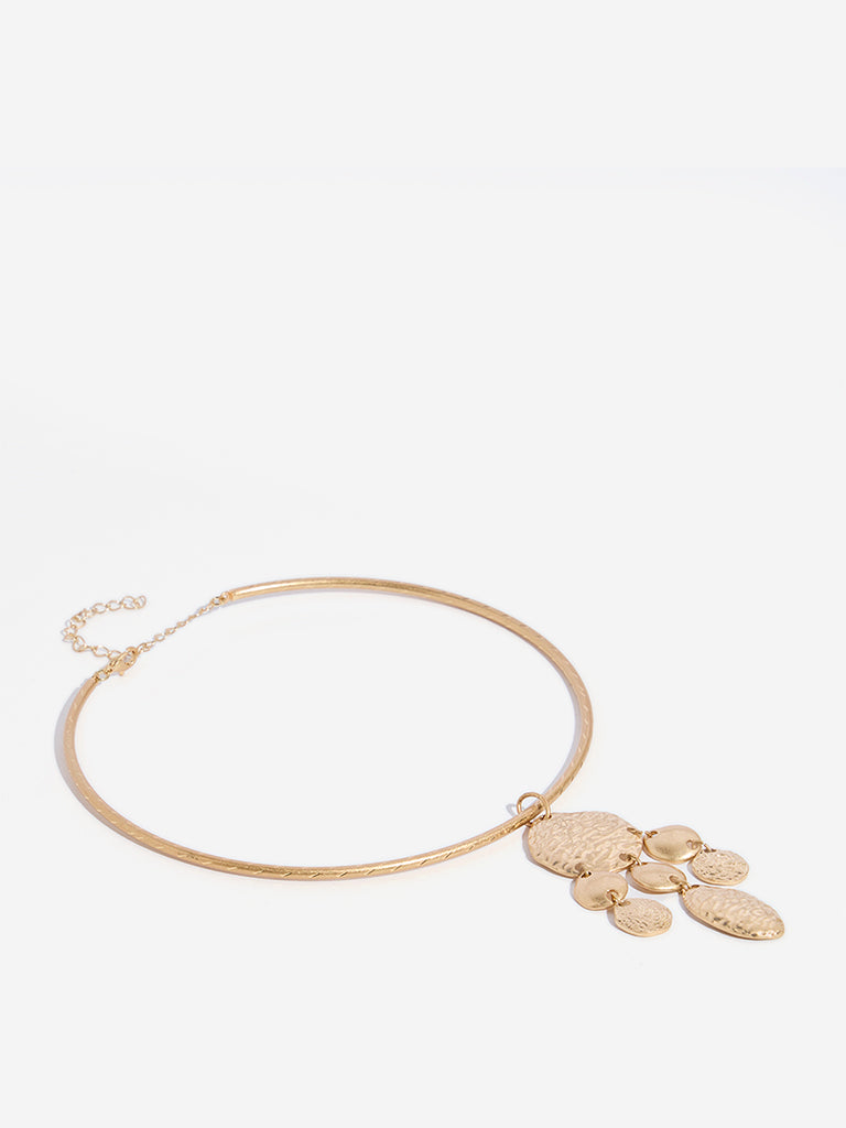 Westside Accessories Gold Textured Pendant Choker
