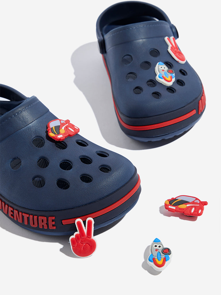 Yellow Navy Applique-Detailed Clogs