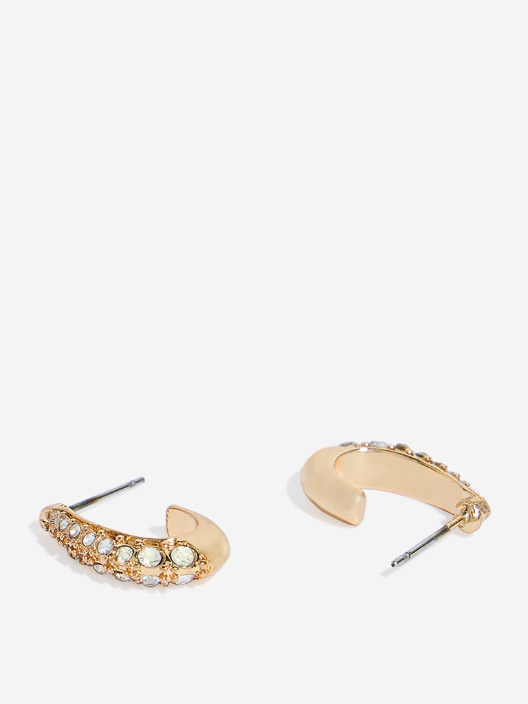 Westside Accessories Gold Embellished Drop Earrings Set - Pack of 3