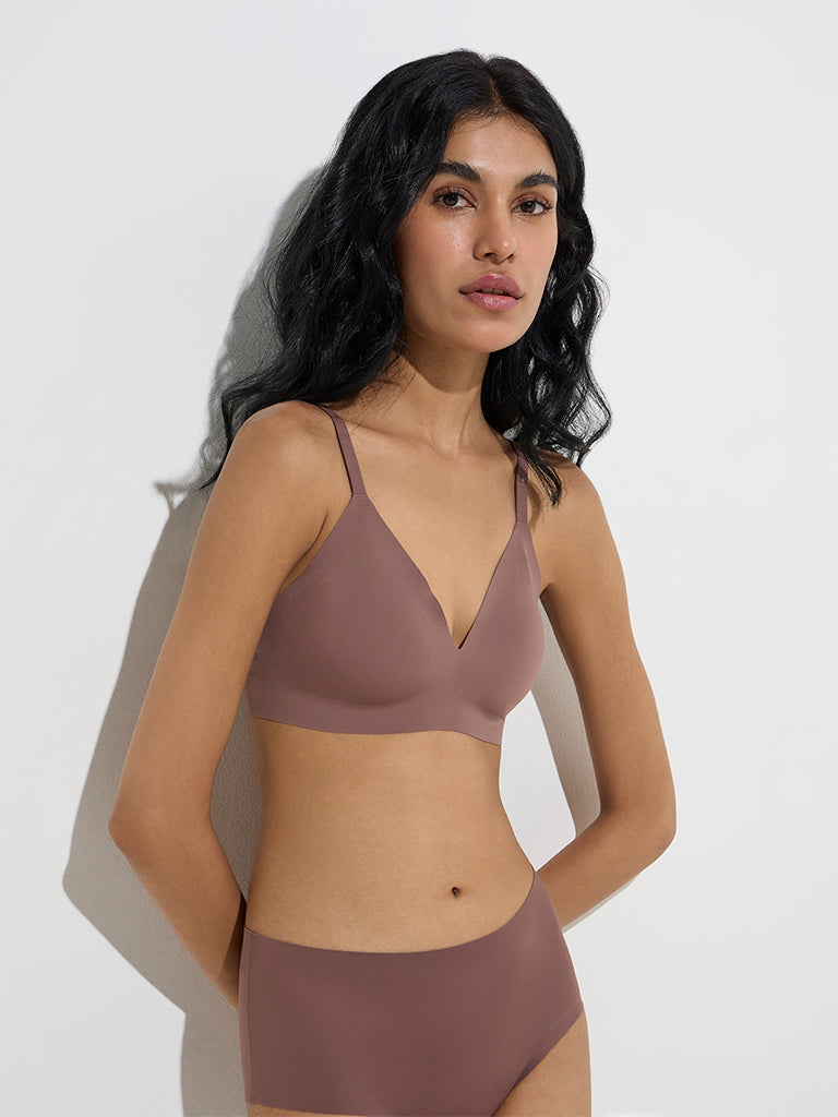 Superstar Brown Invisible Triangle Lightly Padded Bra