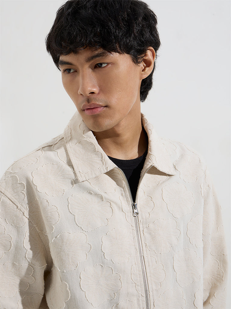 ETA Off-White Floral Relaxed-Fit Cotton Jacket