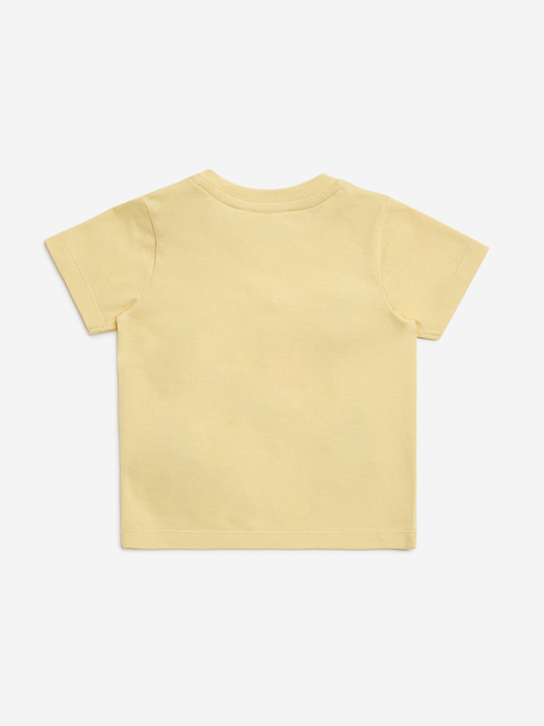 HOP Baby Yellow Crochet-Detailed Cotton T-Shirt