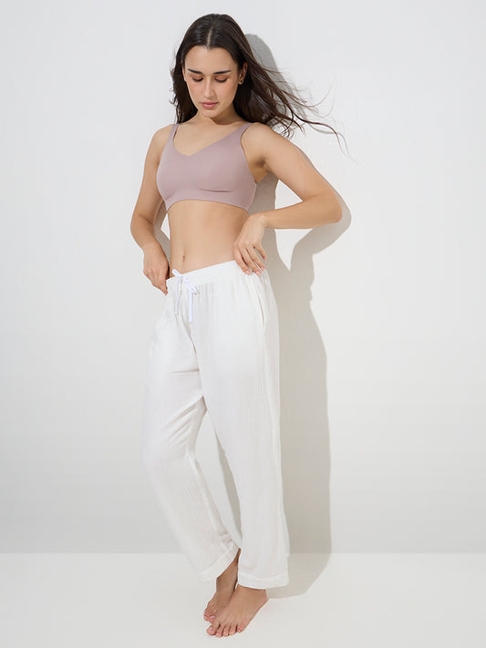 Westside Wunderlove Women's Light Mauve Invisible Cotton Padded Bra for Casual Wear Full View