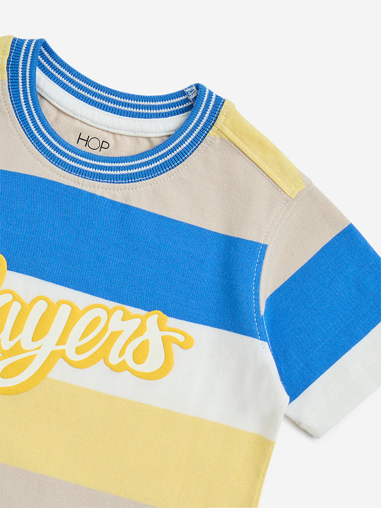 HOP Kids Multicolour Text Design Cotton T-Shirt