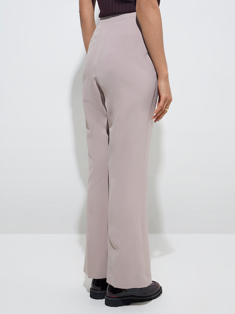 Wardrobe Beige Bootcut High-Rise Trousers - Main Image