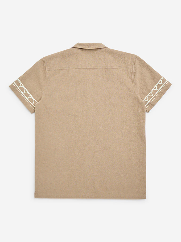 Y&F Kids Brown Floral Printed Cotton Shirt