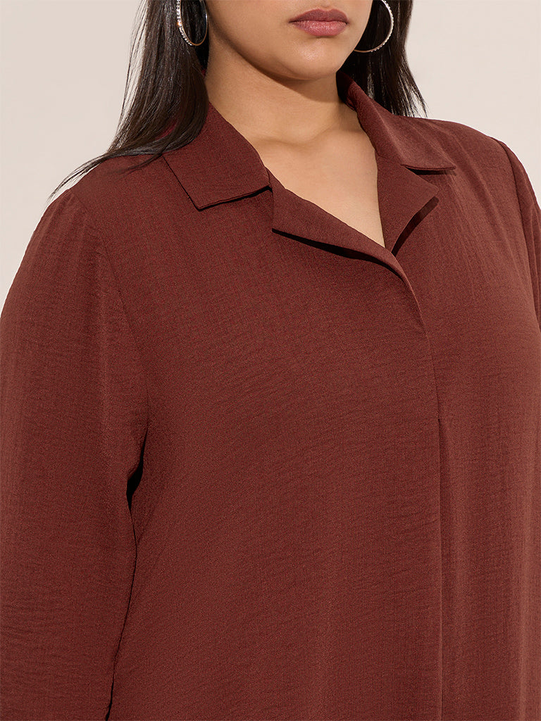 Gia Burgundy Crinkle-Textured A Line Dress