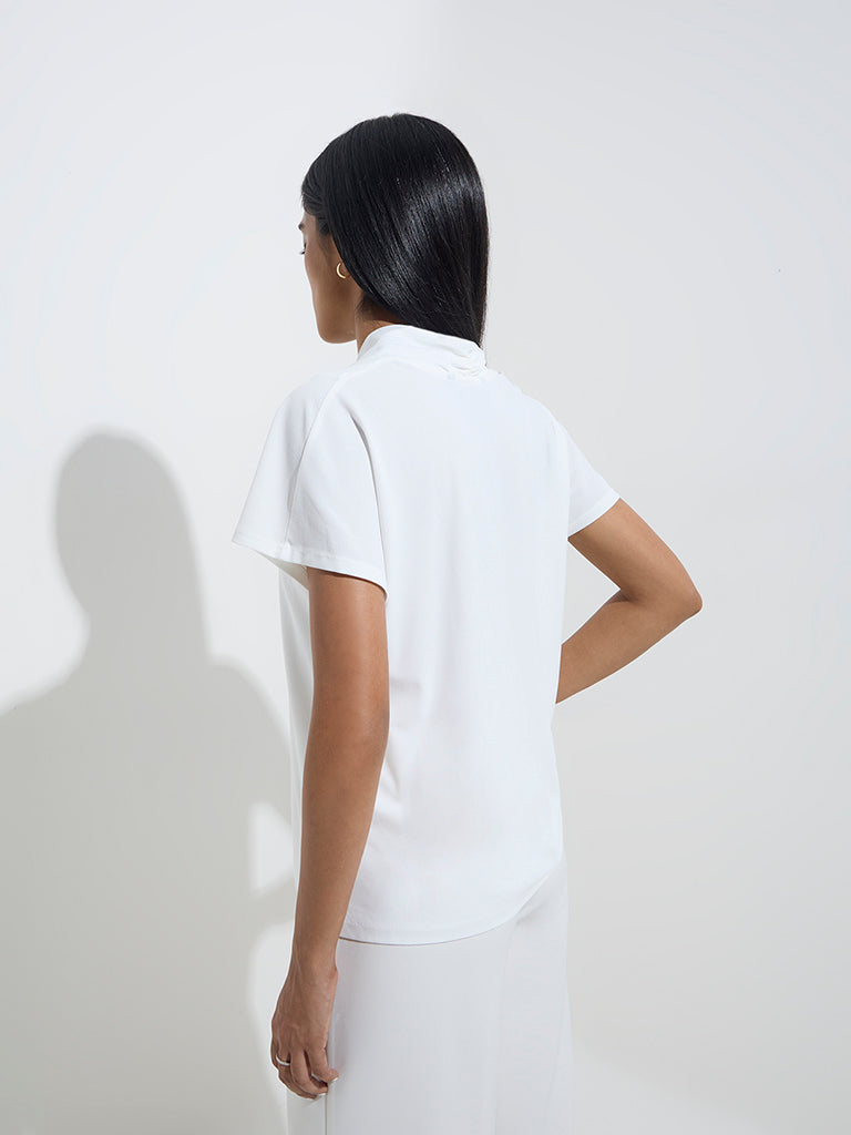 Wardrobe White Solid Blouse