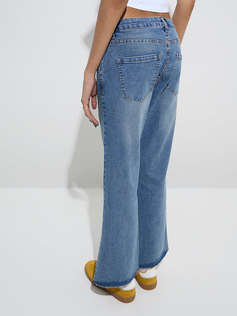 Nuon Blue Wide Leg - Fit Mid - Rise Jeans