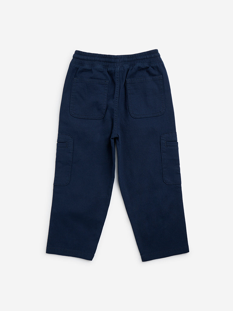 HOP Kids Navy Mid-Rise Cotton-Blend Pants