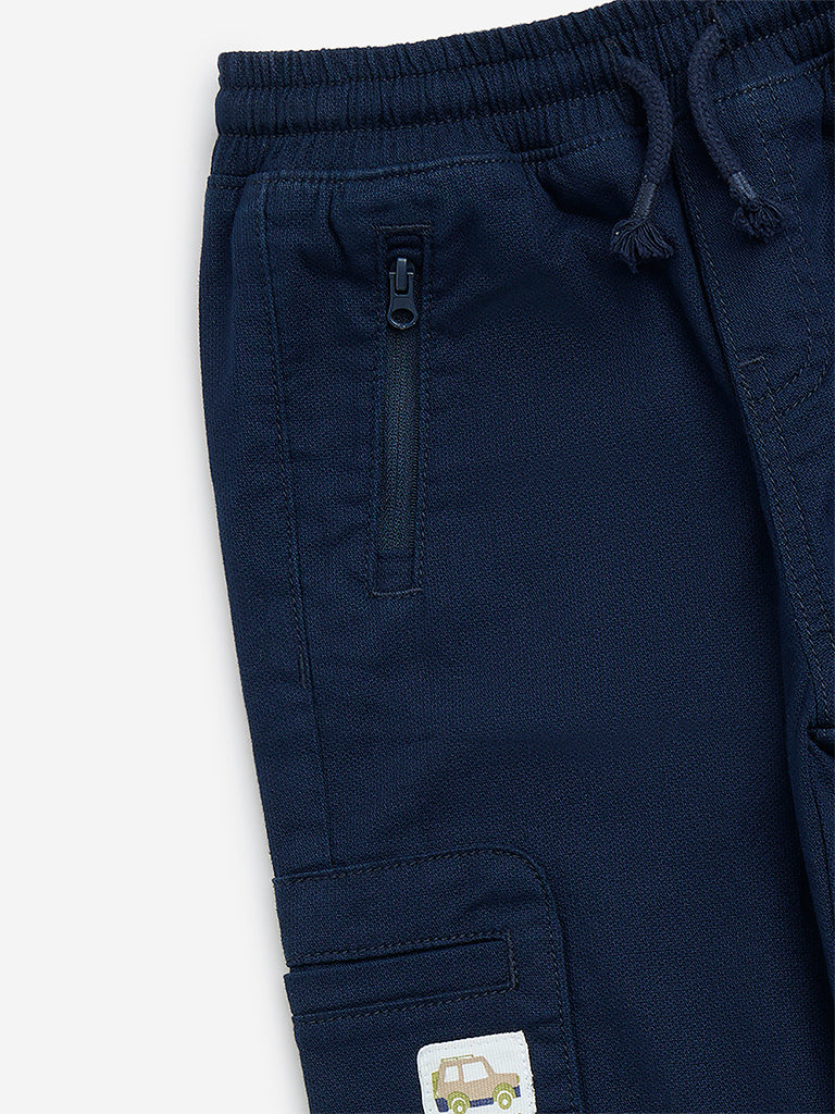 HOP Kids Navy Mid-Rise Cotton-Blend Pants