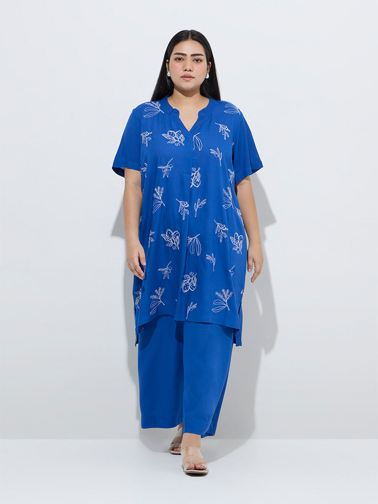 Diza Blue Solid Palazzos