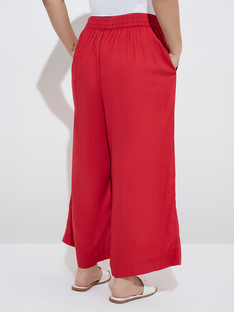 Diza Red Solid Palazzos