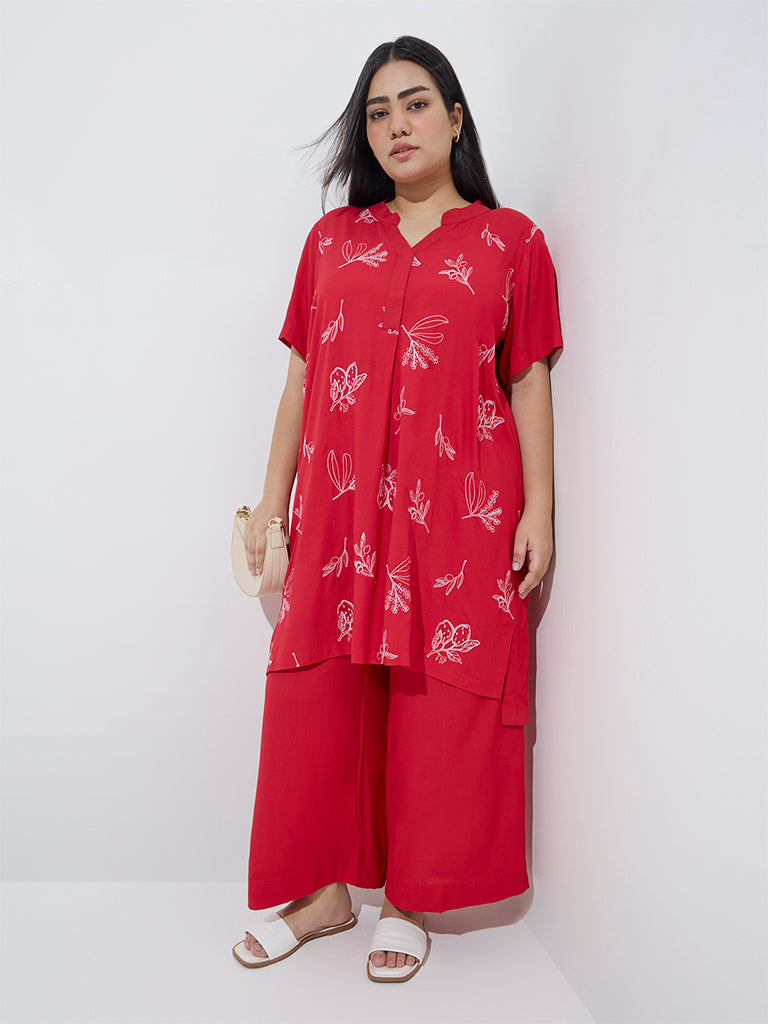 Diza Red Solid Palazzos