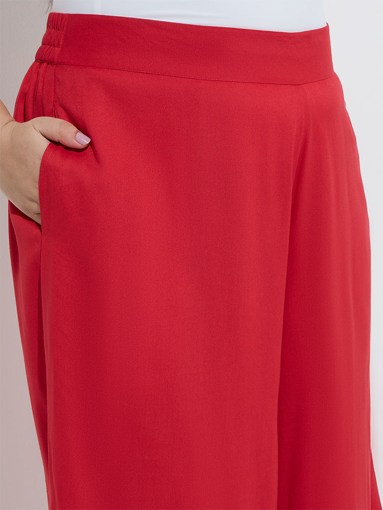 Diza Red Solid Palazzos