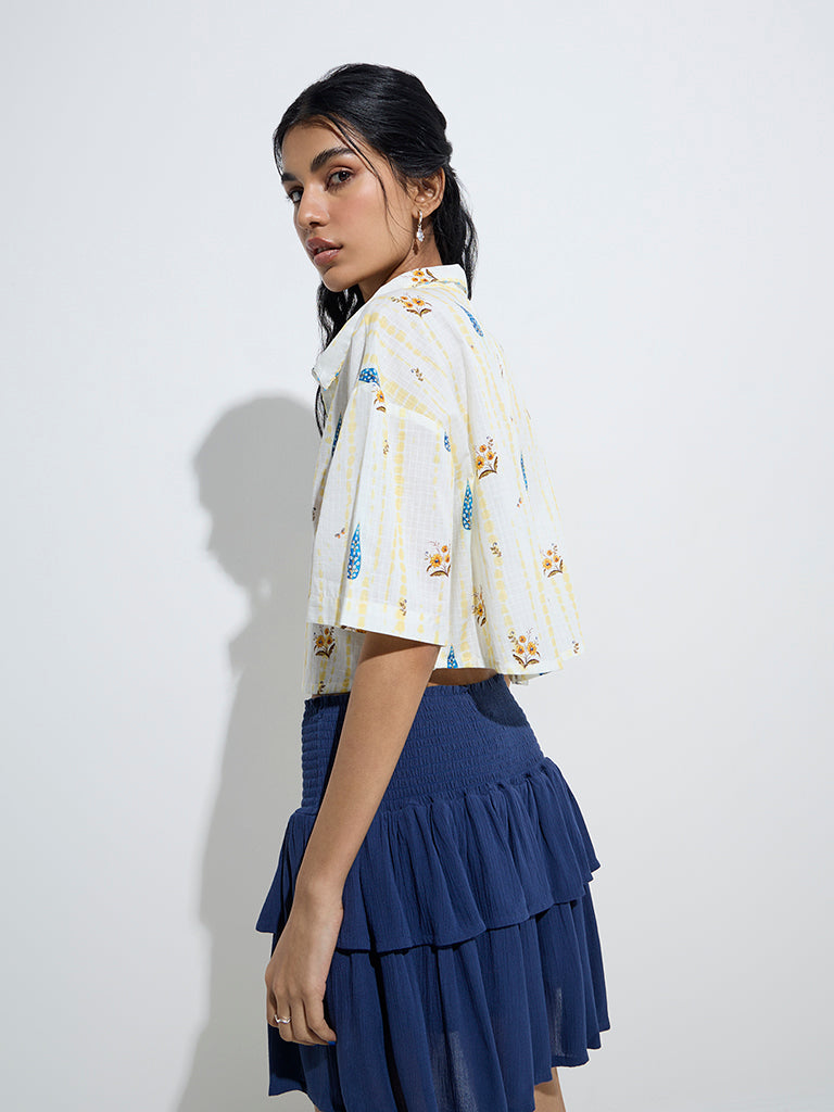 Bombay Paisley Off-White Floral Design Cotton Shirt