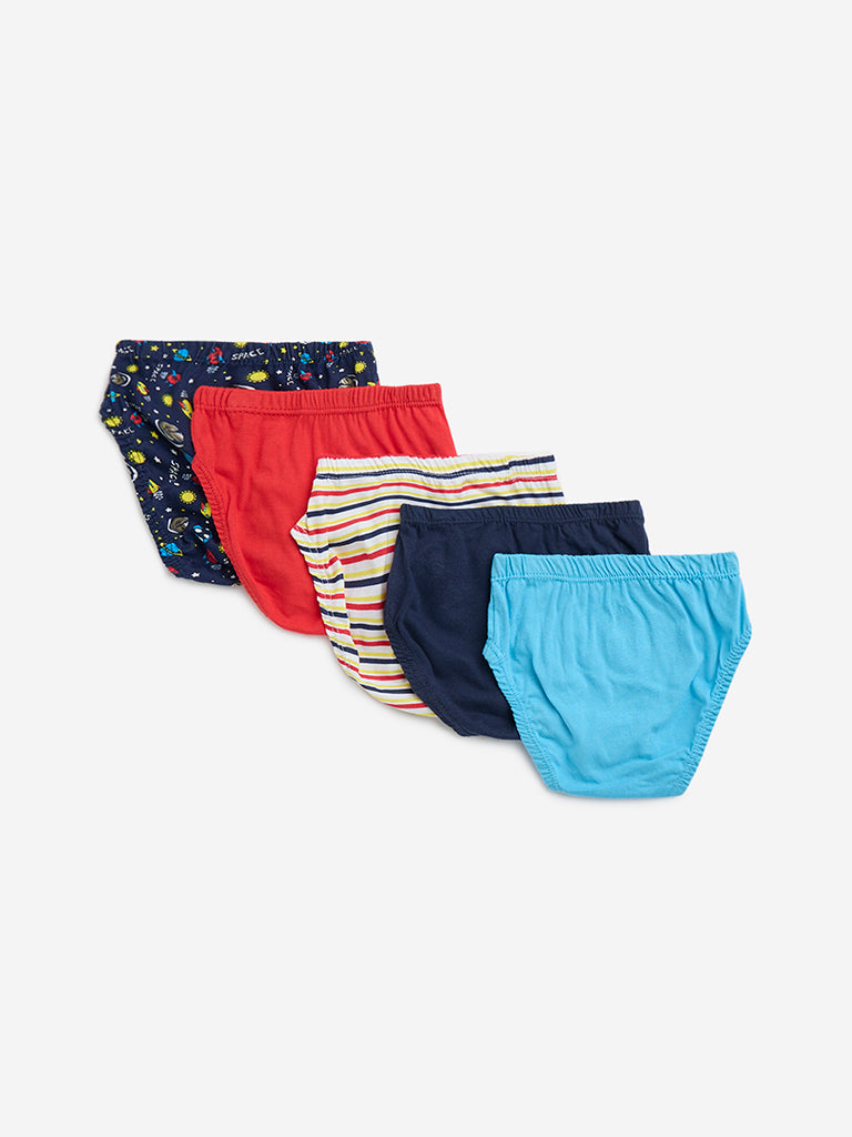 HOP Kids Multicolour Printed Cotton Briefs - Pack of 5