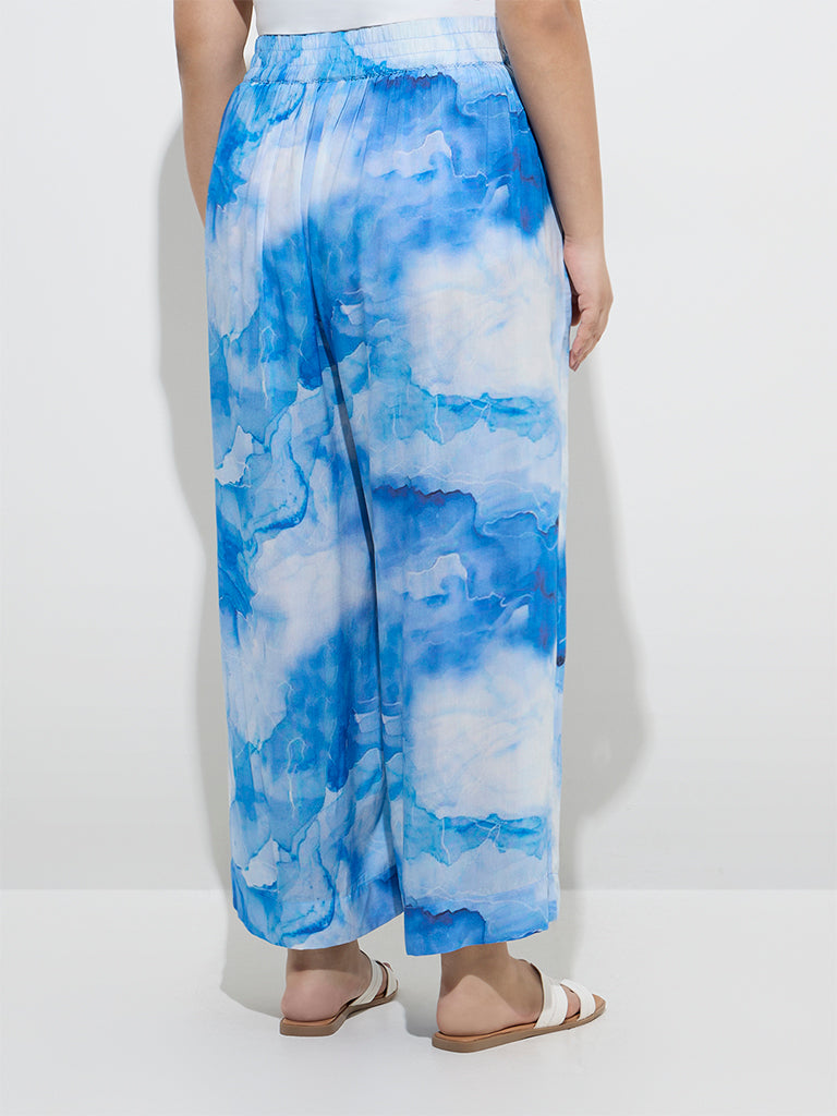 Diza Blue Tie and Dye High-Rise Pants