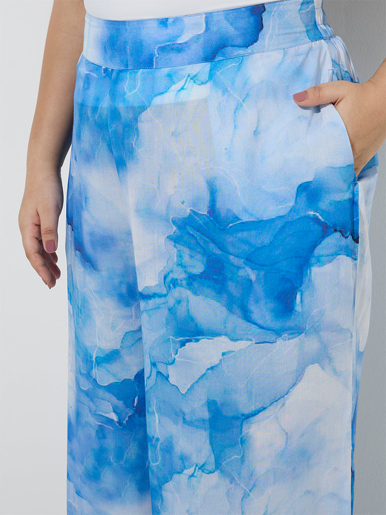 Diza Blue Tie and Dye High-Rise Pants