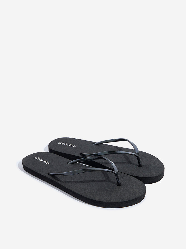Buy LUNA BLU Black Minimalistic Flip-Flops from Westside