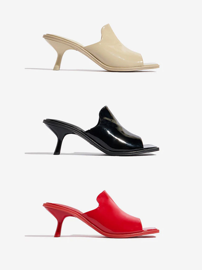 LUNA BLU Black Kitten-Heel Sandals