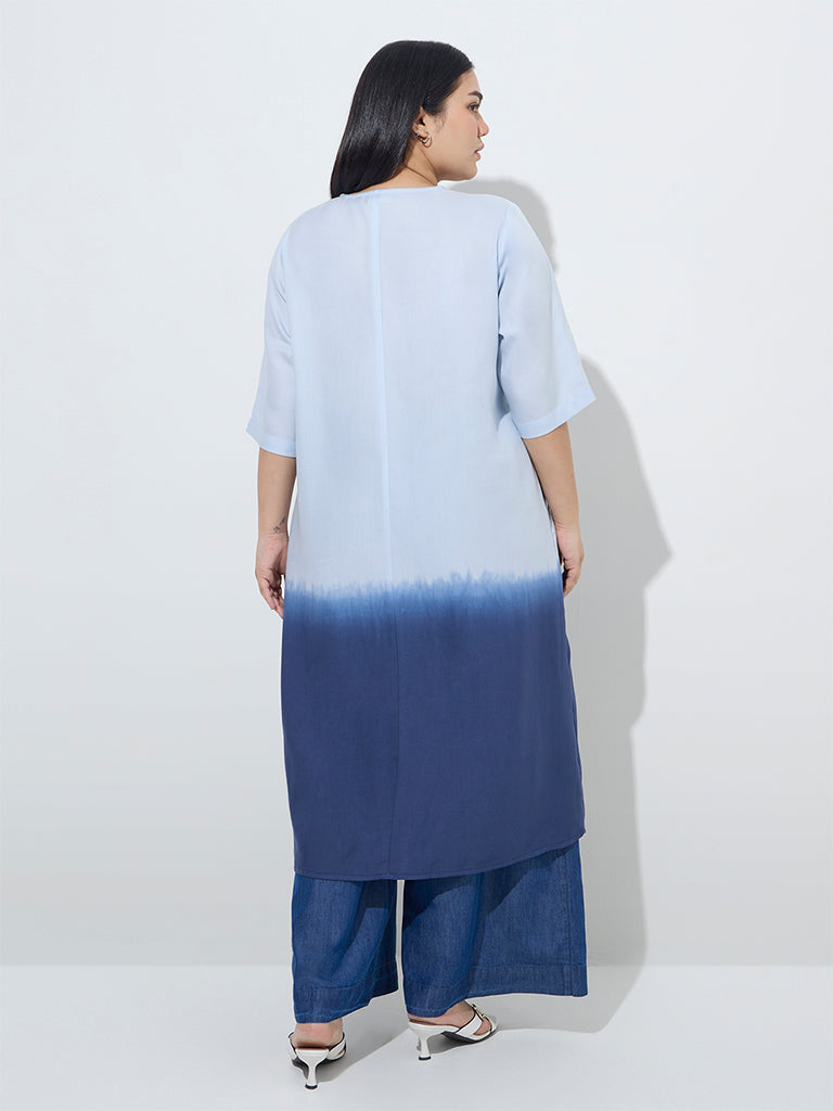 Diza Blue Ombre-Finish A-Line Kurta