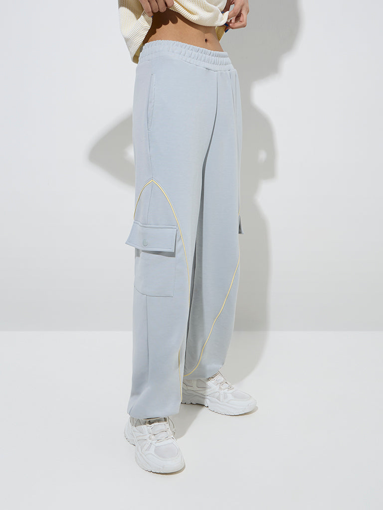 Studiofit Grey Cargo-Style High-Rise Track Pants