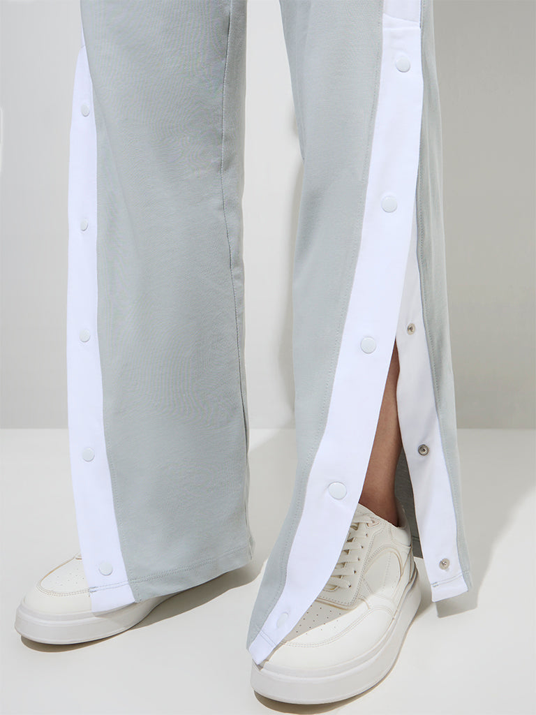 westisde Studiofit Women's Grey Panel Detailed Cotton Track Pants for Sports Wear Zoom View