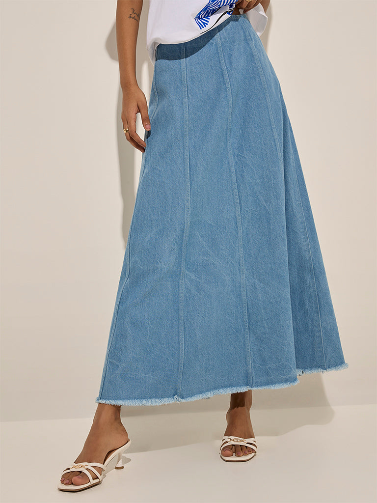 LOV Blue High-Rise Denim Skirt